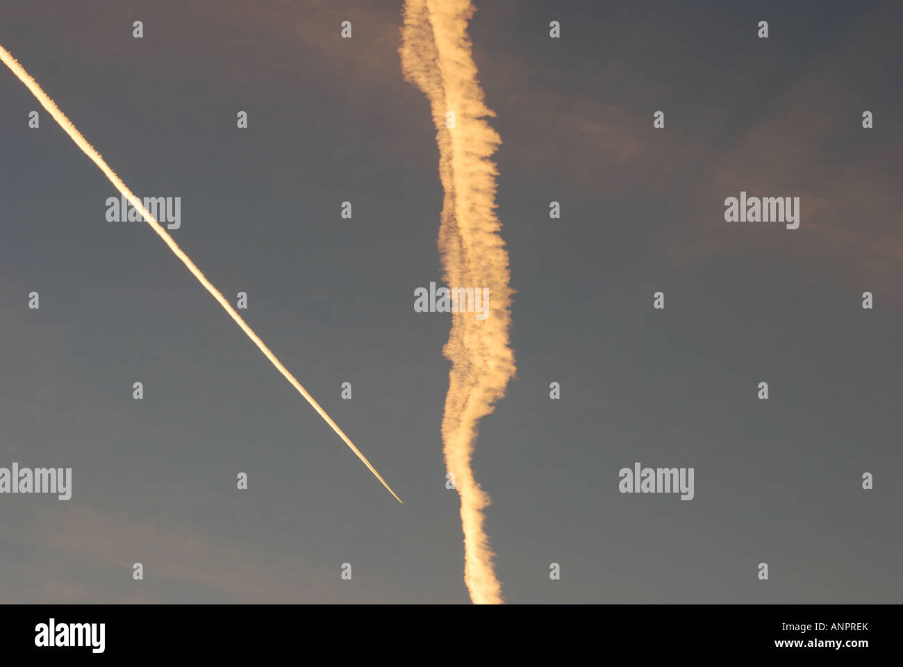 Aircraft vapour trails Stock Photo