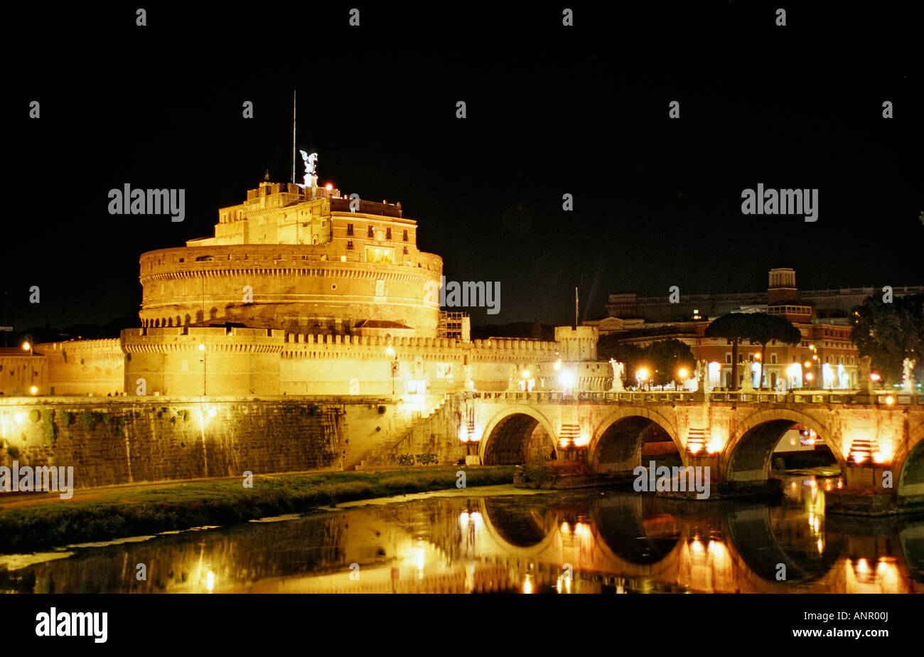 Castel Sant Angelo Italy Rome Vatican City at night Stock Photo