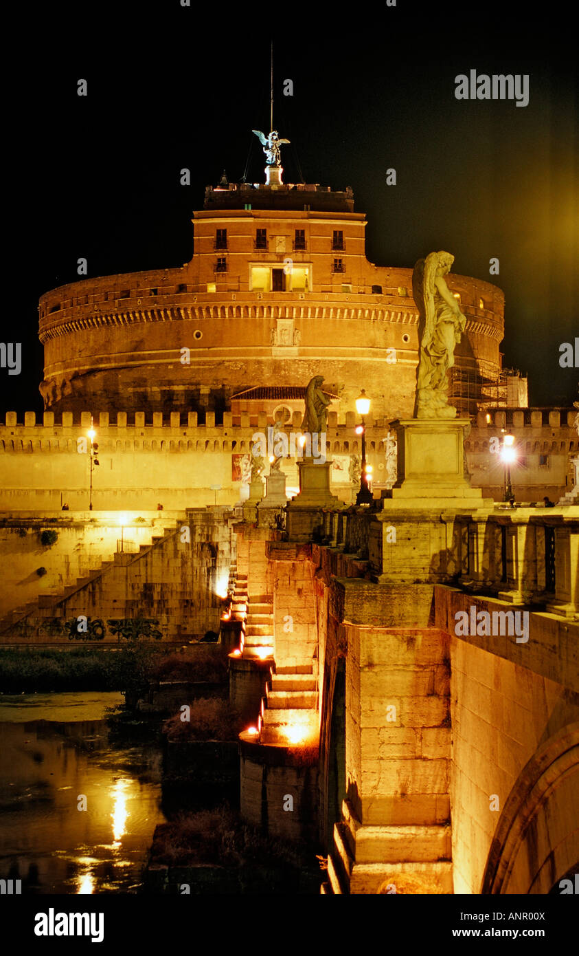 Castel Sant Angelo Italy Rome Vatican City at night Stock Photo