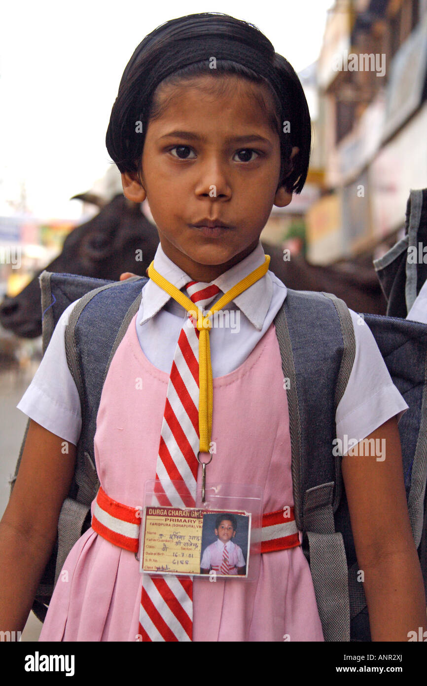 Portrait of a young Indian schoolgirl with uniform Stock Photo Alamy