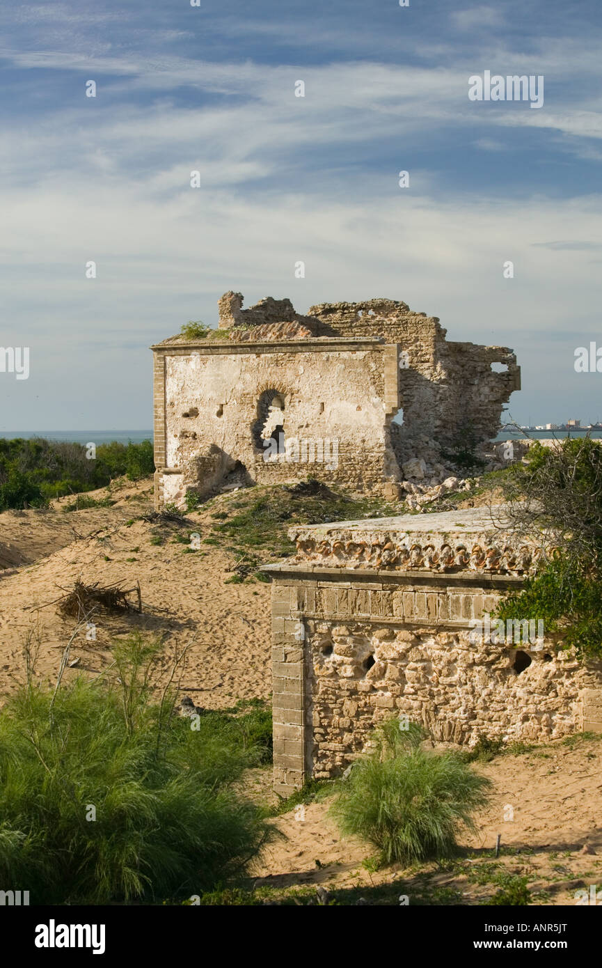 MOROCCO, Atlantic Coast, ESSAOUIRA area (DIABAT): Ruins of Dar Soltane Palace & fort built for Mohammed ben Abdallah Stock Photo