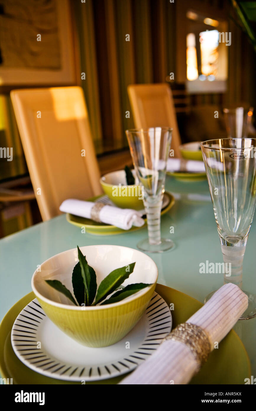 DINING TABLE SET AT HOME Stock Photo - Alamy
