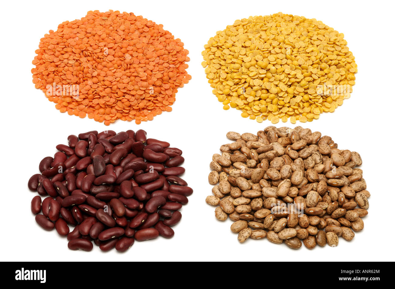 Kidney beans pinto Red Yellow split lentils Stock Photo Alamy