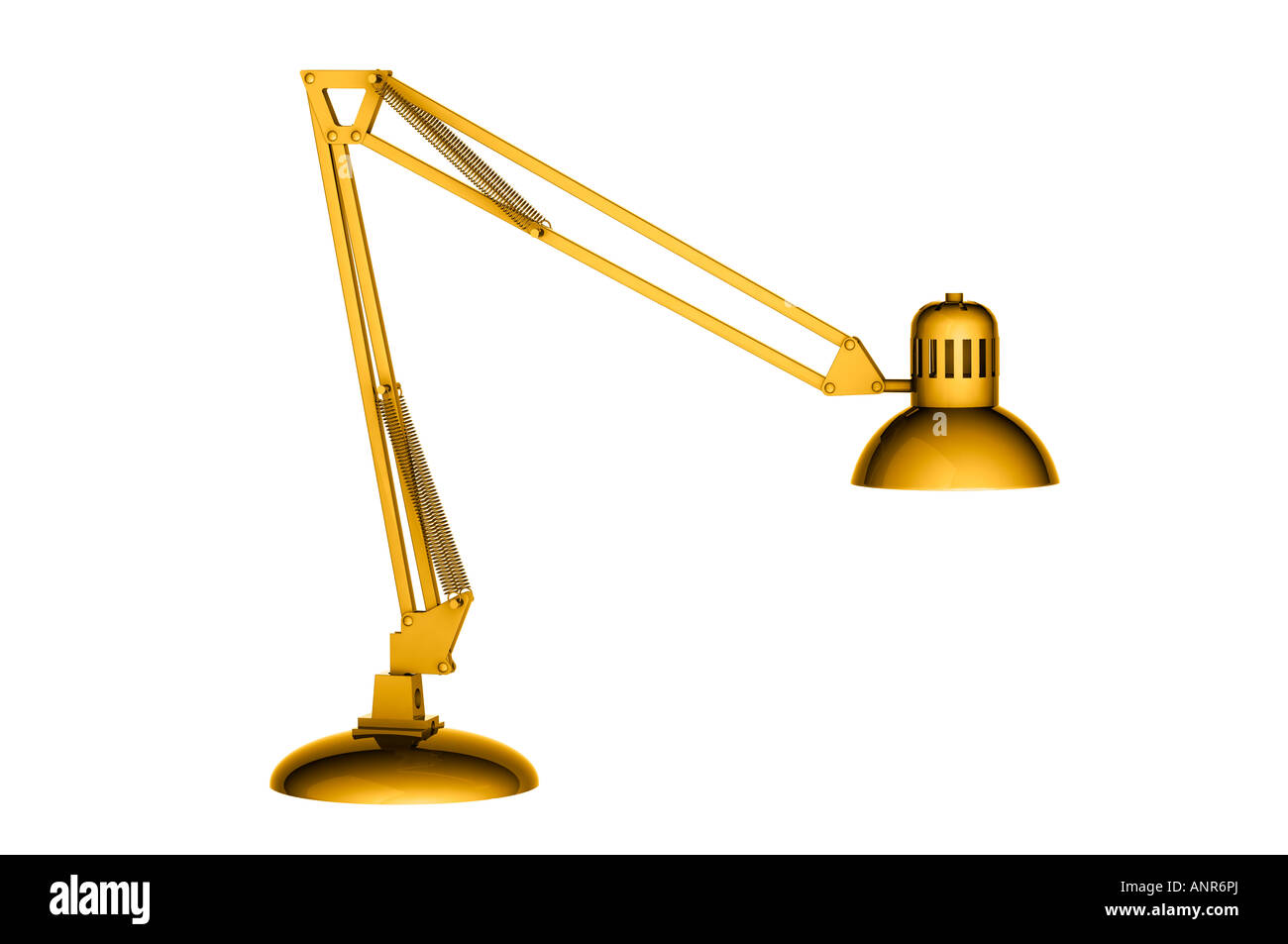 Golden Anglepoise table lamp Stock Photo