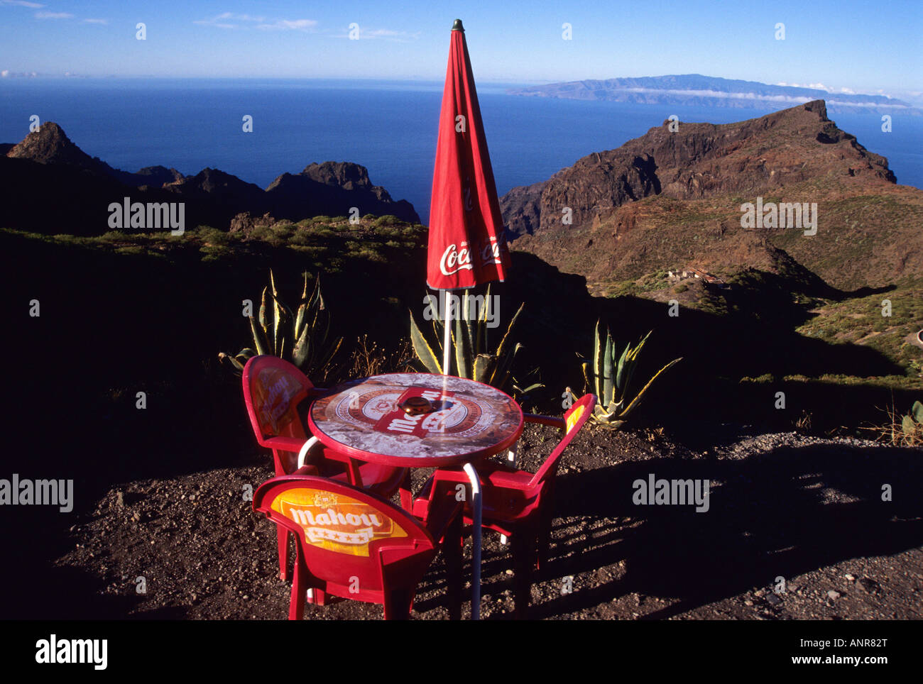 Cherfe viewpoint in Masca massif La Gomera island at the back TENERIFE ISLAND Canary Islands SPAIN Stock Photo