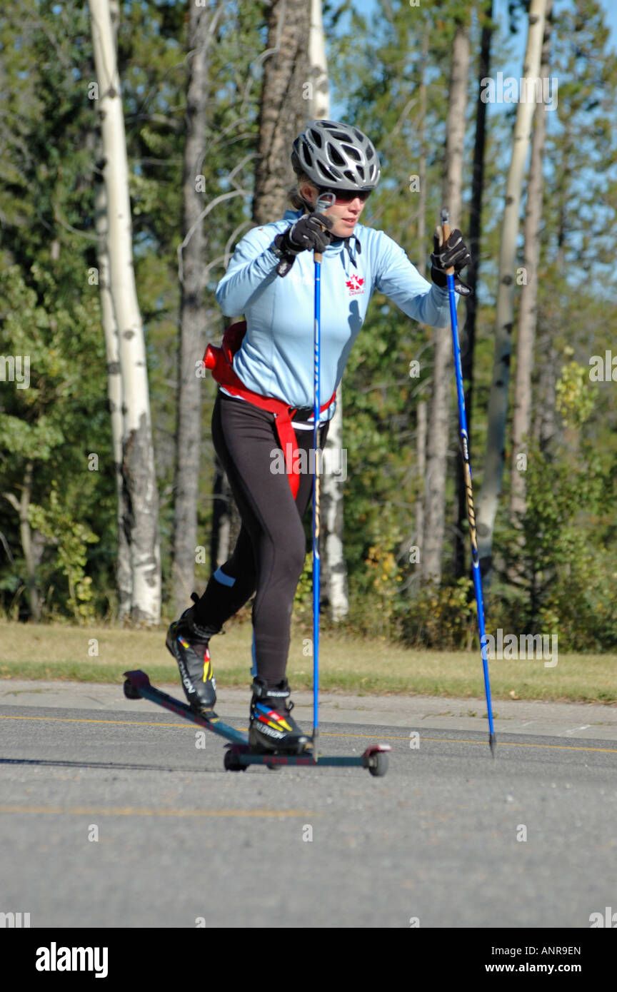 Canmore Nordic centre cross country training Stock Photo