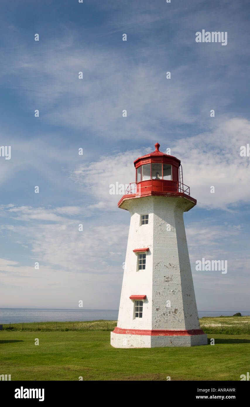 Cap d Espoir lighthouse on the Gaspe peninsula, province of Quebec, Canada. Stock Photo