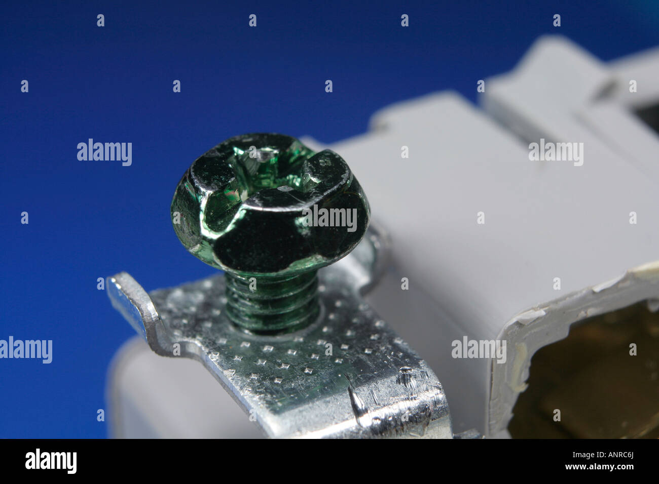 Grounding screw on electrical socket north american standard Stock Photo Alamy
