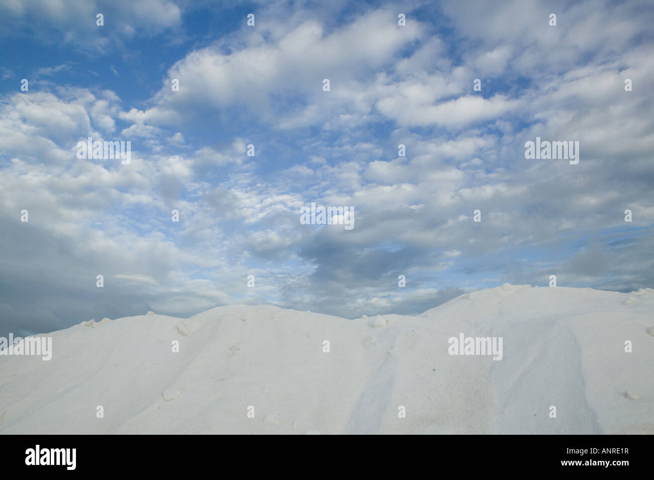 ABC Islands, BONAIRE, Solar Salt Works Mountain of Salt Stock Photo
