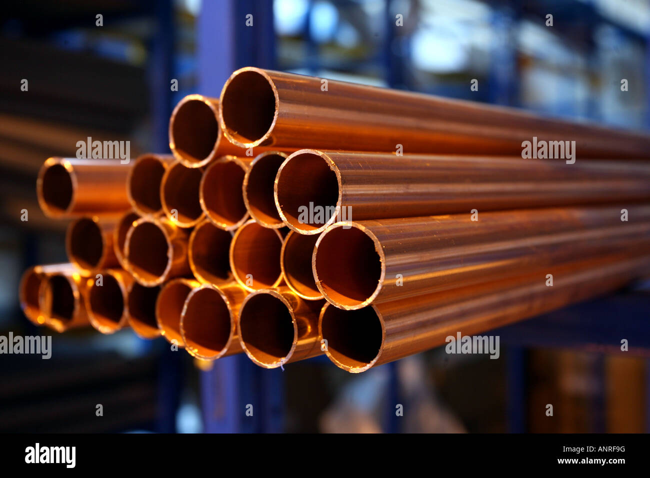 Copper Heating piping Stock Photo Alamy