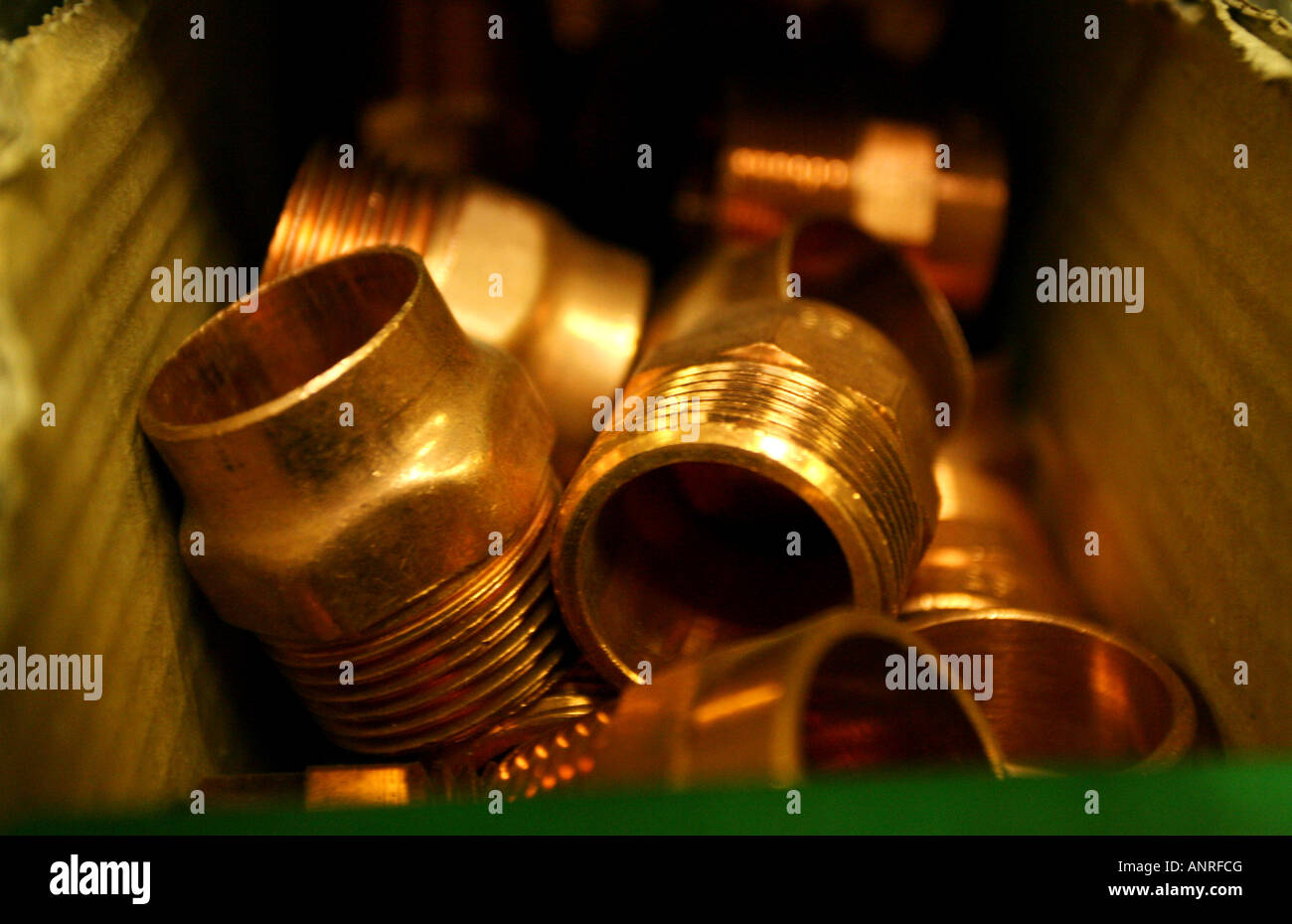 Copper Heating Pipe Joins Stock Photo Alamy