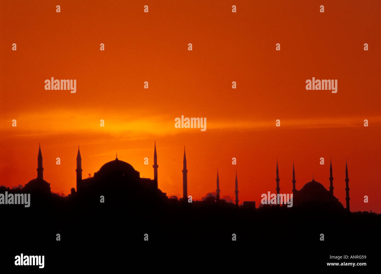 Blue Mosque and Hagia Sophia at sunset Istanbul Turkey Stock Photo - Alamy