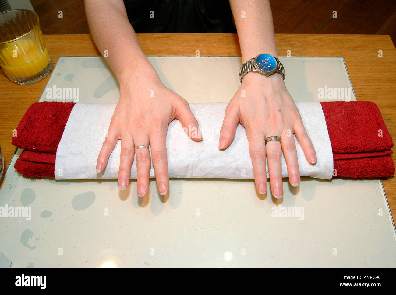 Alison Grinter getting a french Manicure at the Nail Lounge Kingly
