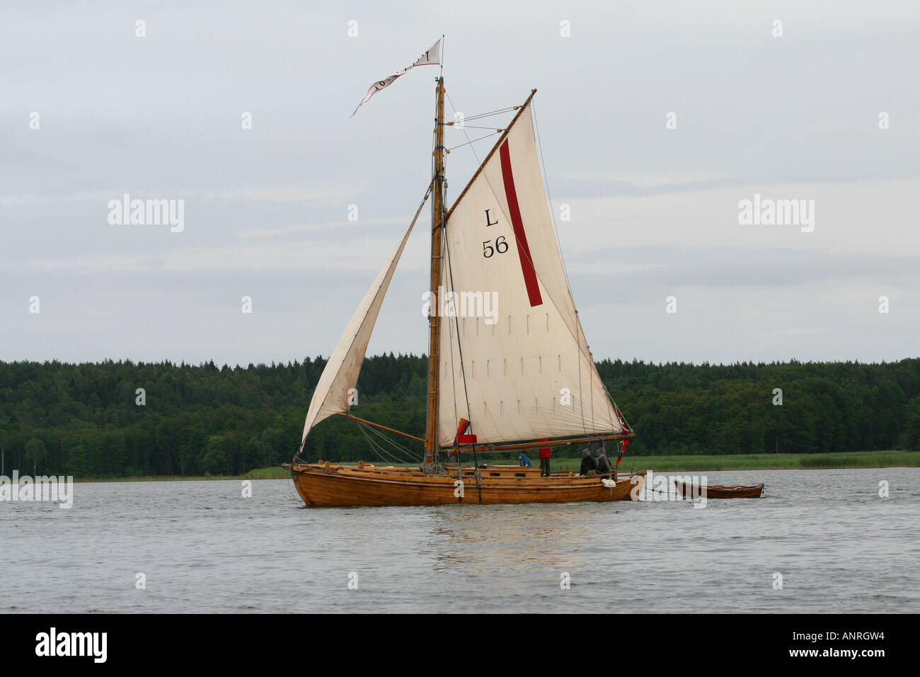 Old Sailboat on the sea Stock Photo