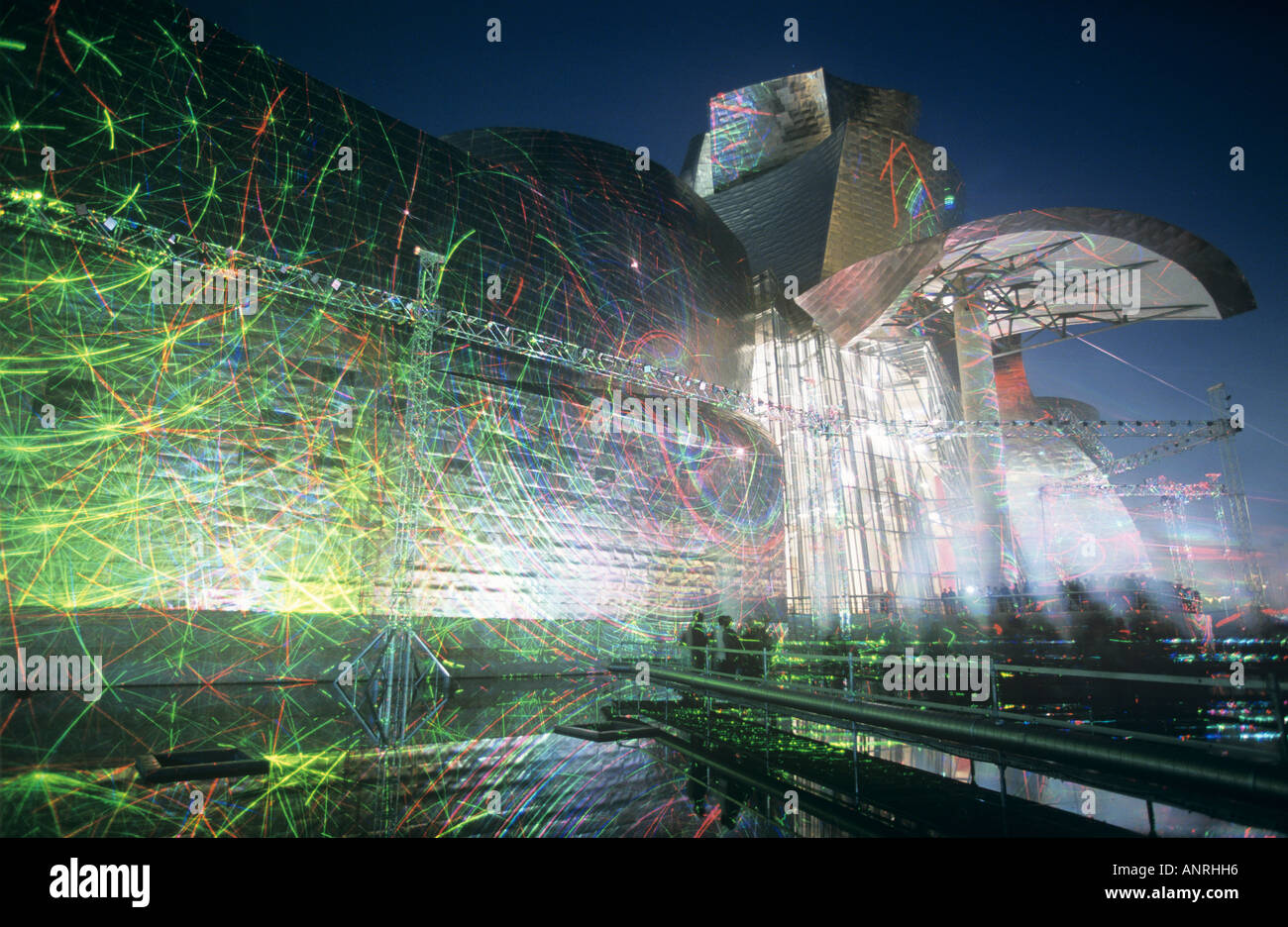 Guggenheim museum lit up night hi-res stock photography and images