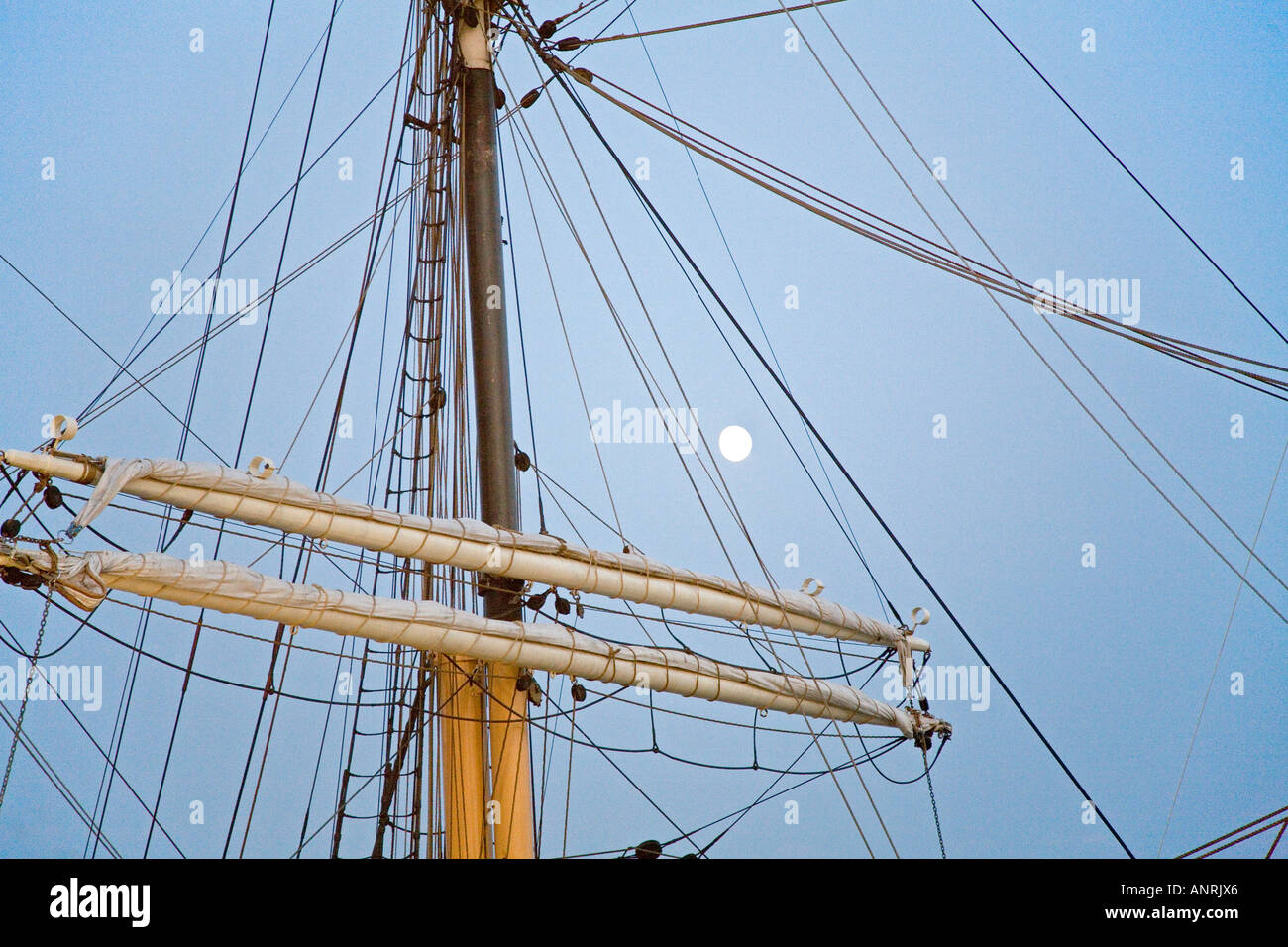 Chicago Illinois A tall sailing ship docked at the Navy Pier Stock Photo