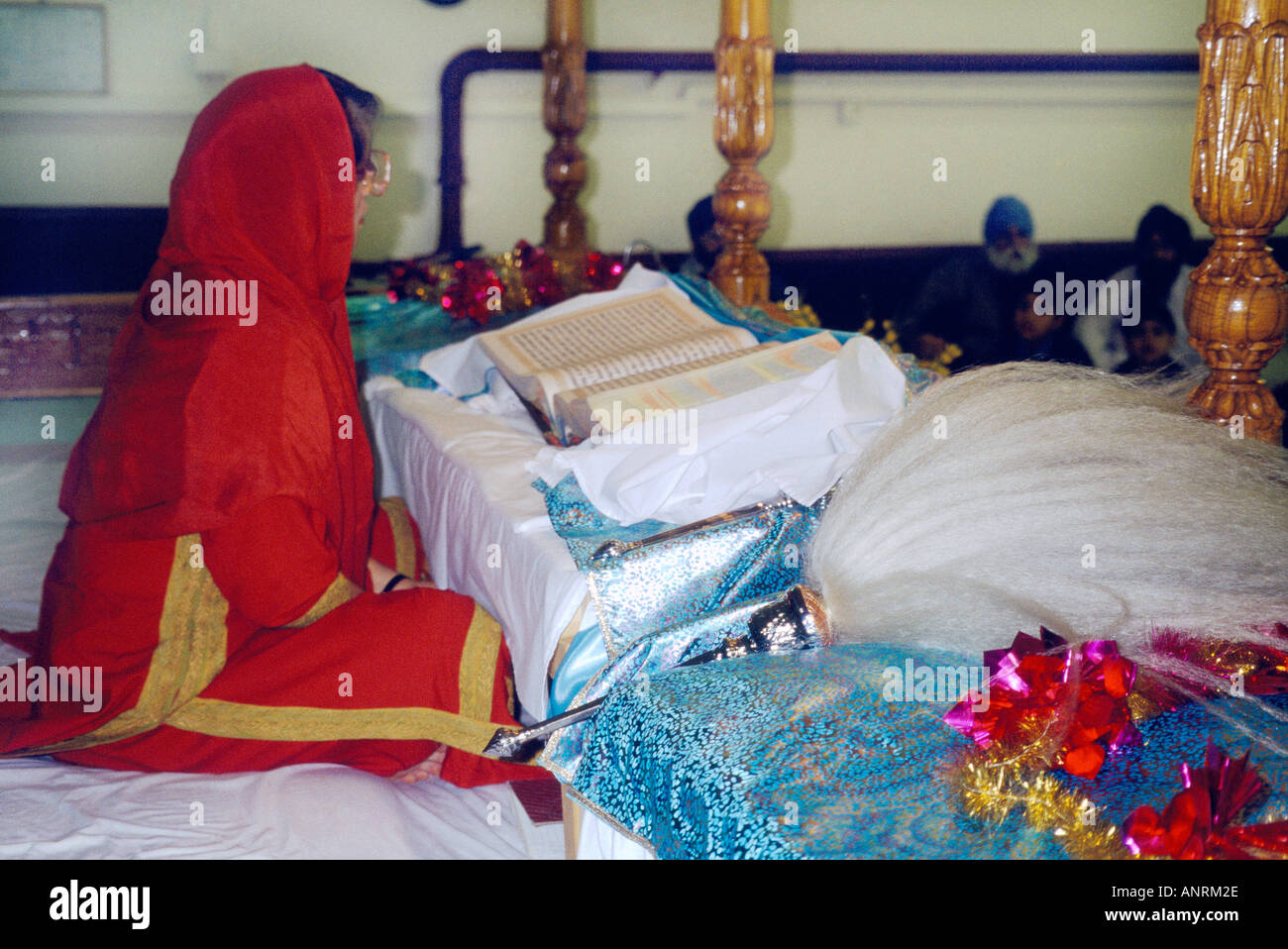 Tooting London England Khalsa Centre Woman Reading Guru