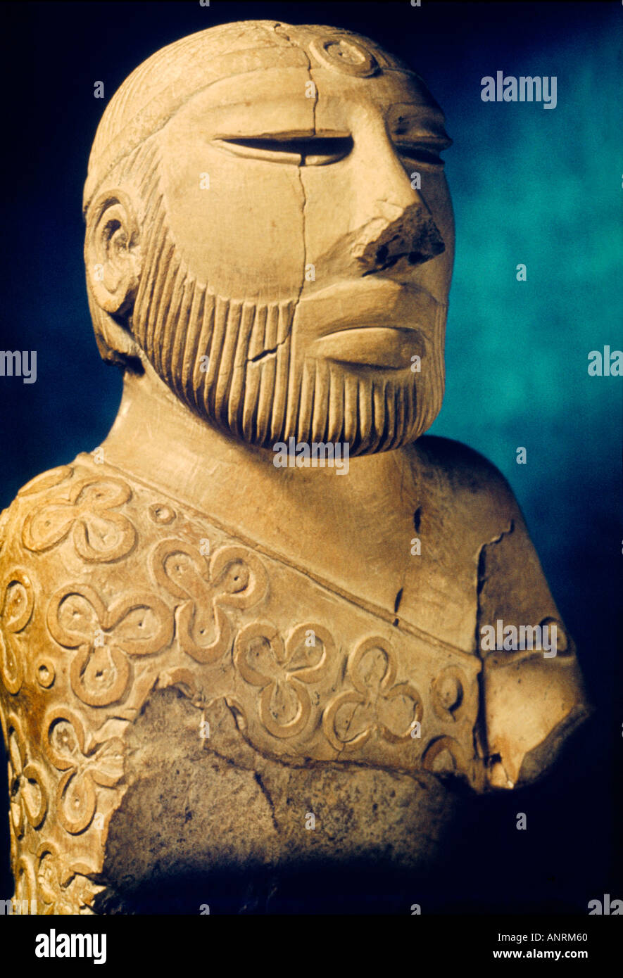 Pakistan Bust of King Priest 2500 BC from Mohenjodaro Karachi Museum Stock Photo
