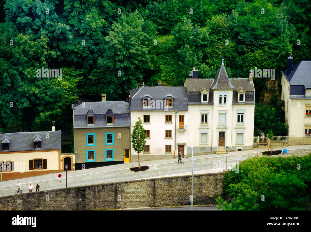 Luxembourg Montee de la Petrusse Hillside Houses Stock Photo