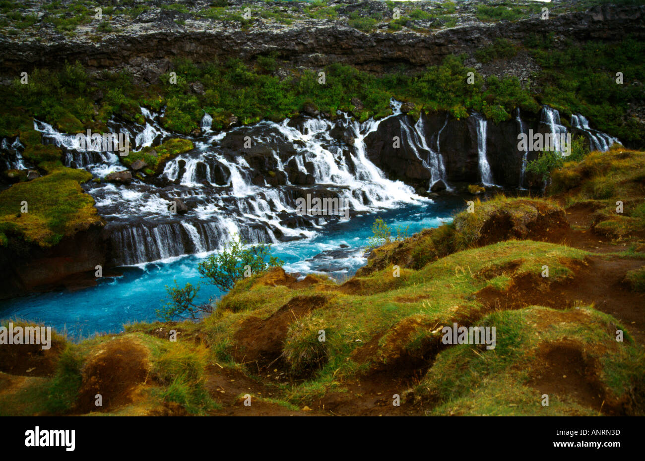 Iceland Barnafoss Waterfall Stock Photo