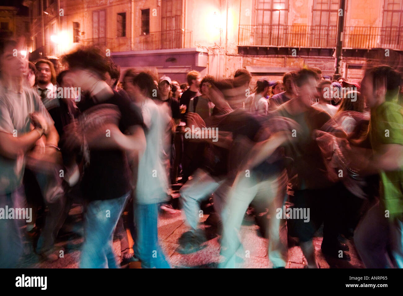 Youth dancing at rock concert Piazza S Anna Palermo Sicily Stock Photo