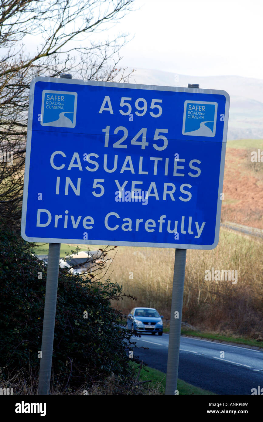 Casualty Count Road Sign, Cumbria England Stock Photo