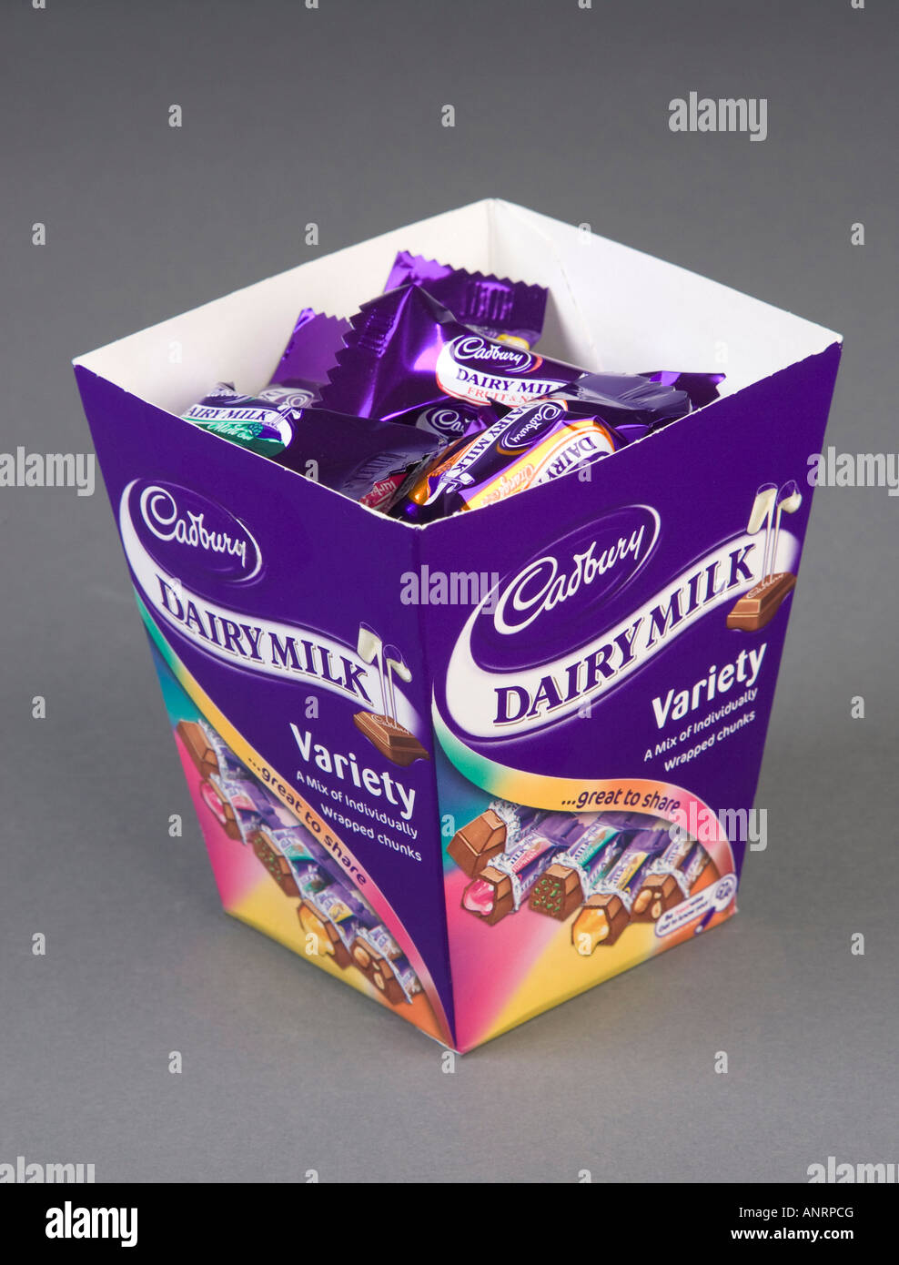 box of Cadburys Dairy Milk miniature chocolates Stock Photo Alamy