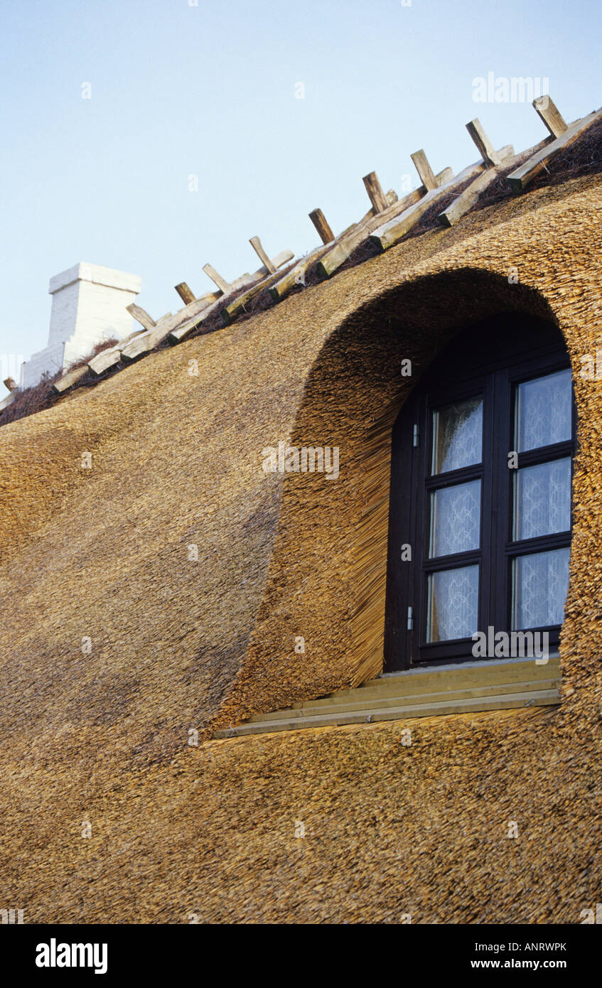 Traditional straw roof in TAULOV Denmark Stock Photo