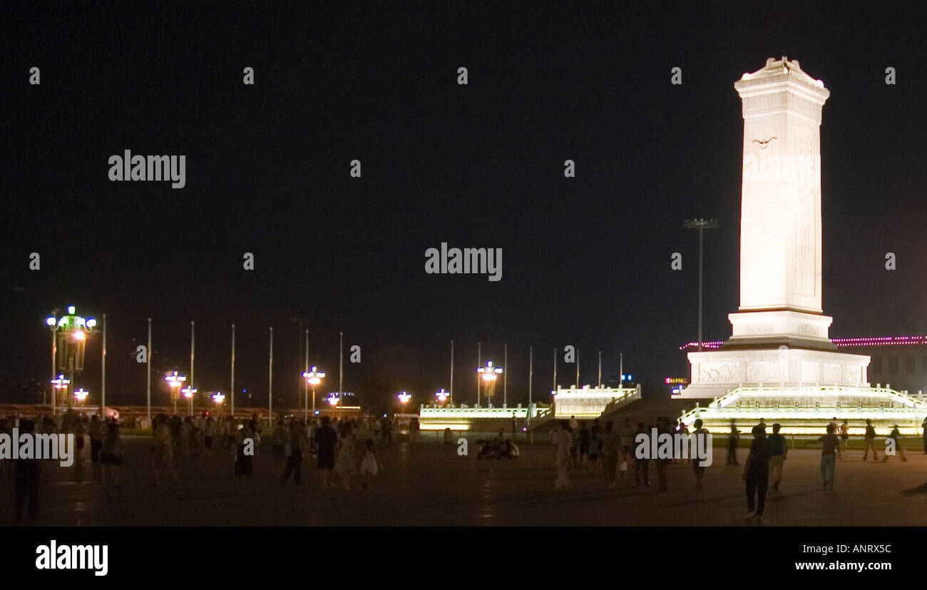 Tiananmen square at night, Beijing, China Stock Photo
