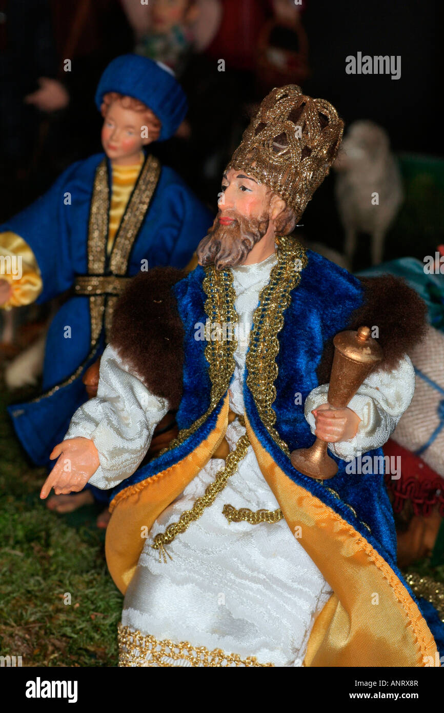 Bavarian Nativity Scene one of the Three Kings journey to the manger