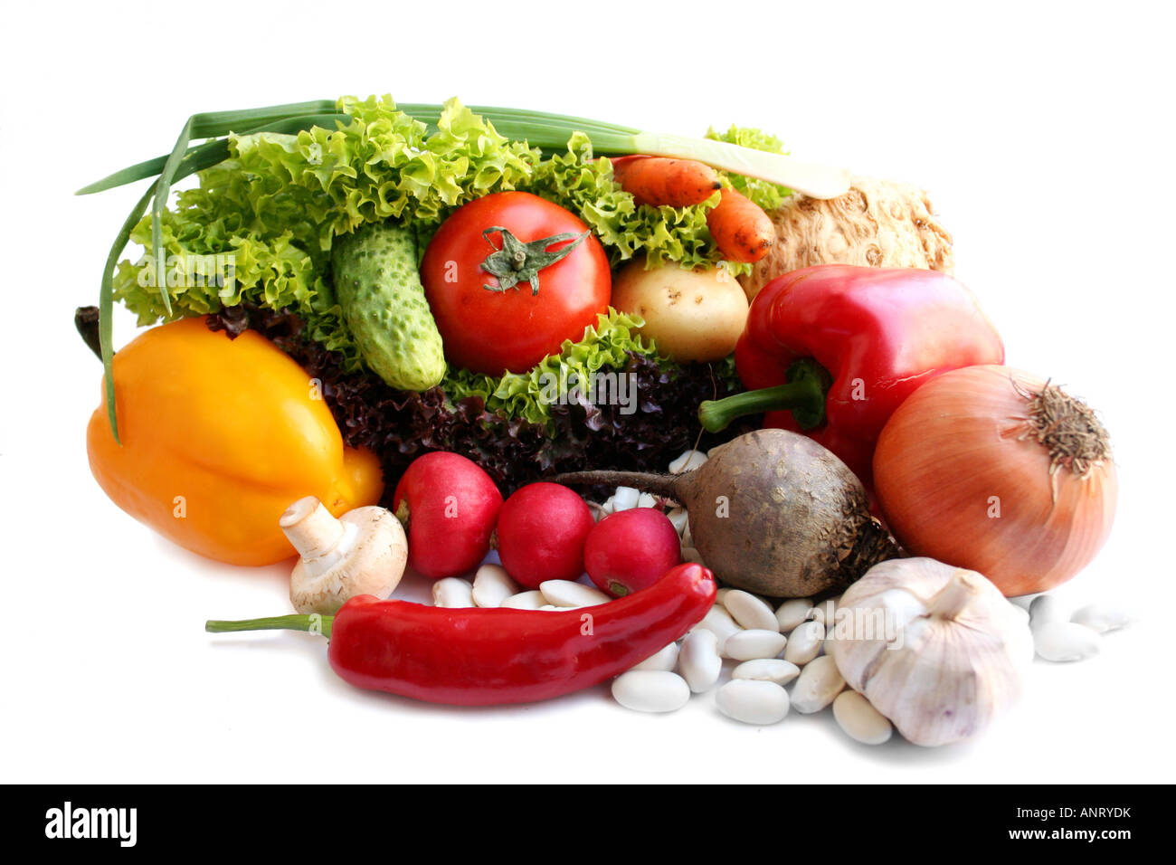 Still life vegetables over the white background Stock Photo