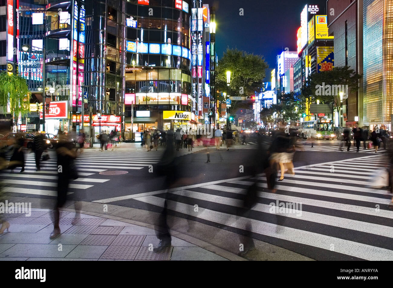 Japan tokyo city ginza district harumi dori avenue hi-res stock ...