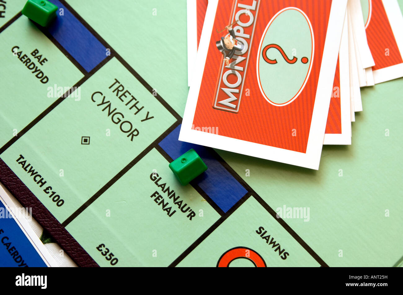 close up welsh language Monopoly board game Stock Photo