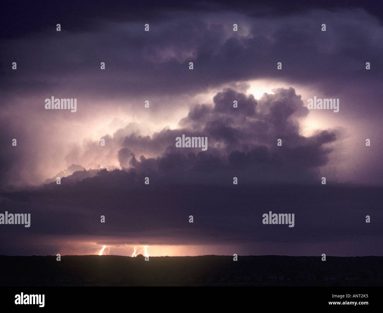 Storm over East Africa Lightning both forked and sheet can be seen in this long exposure night shot Stock Photo