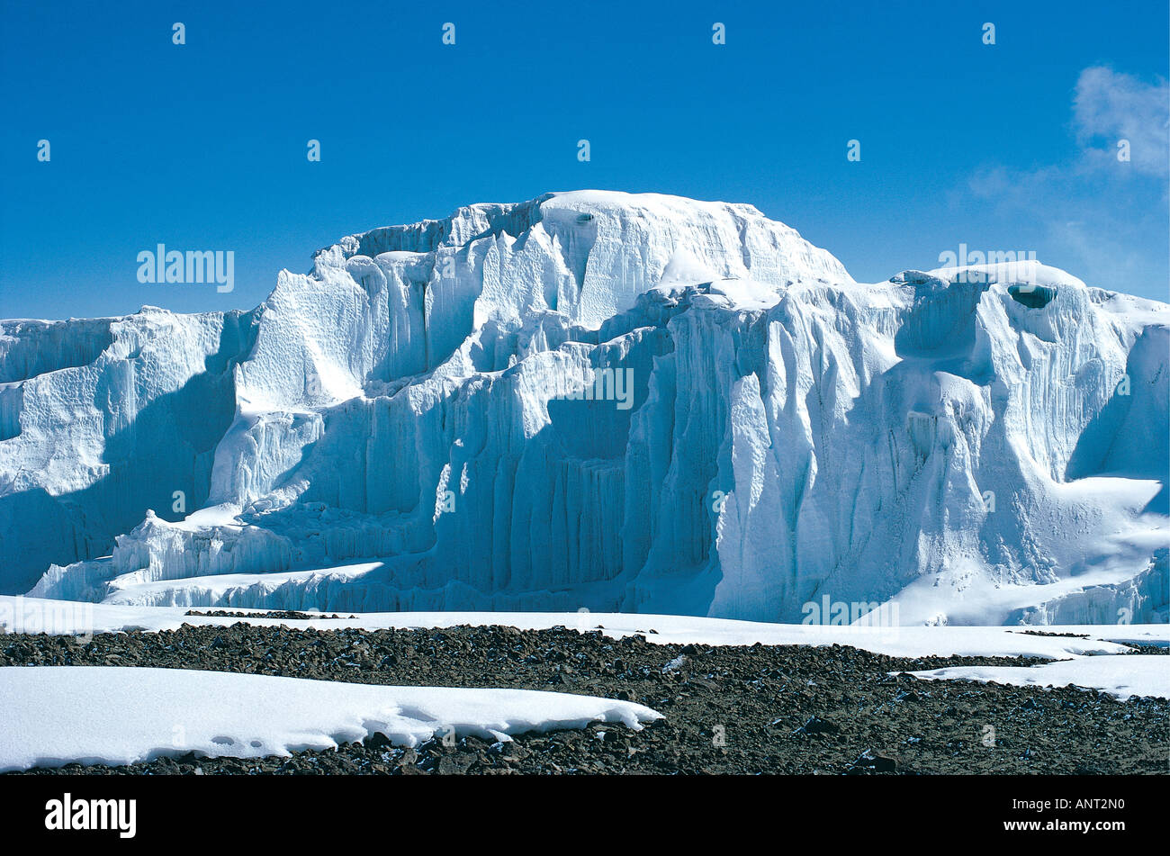 Kilimanjaro Vast ice cliffs and seracs inside the crater Tanzania East Africa Stock Photo