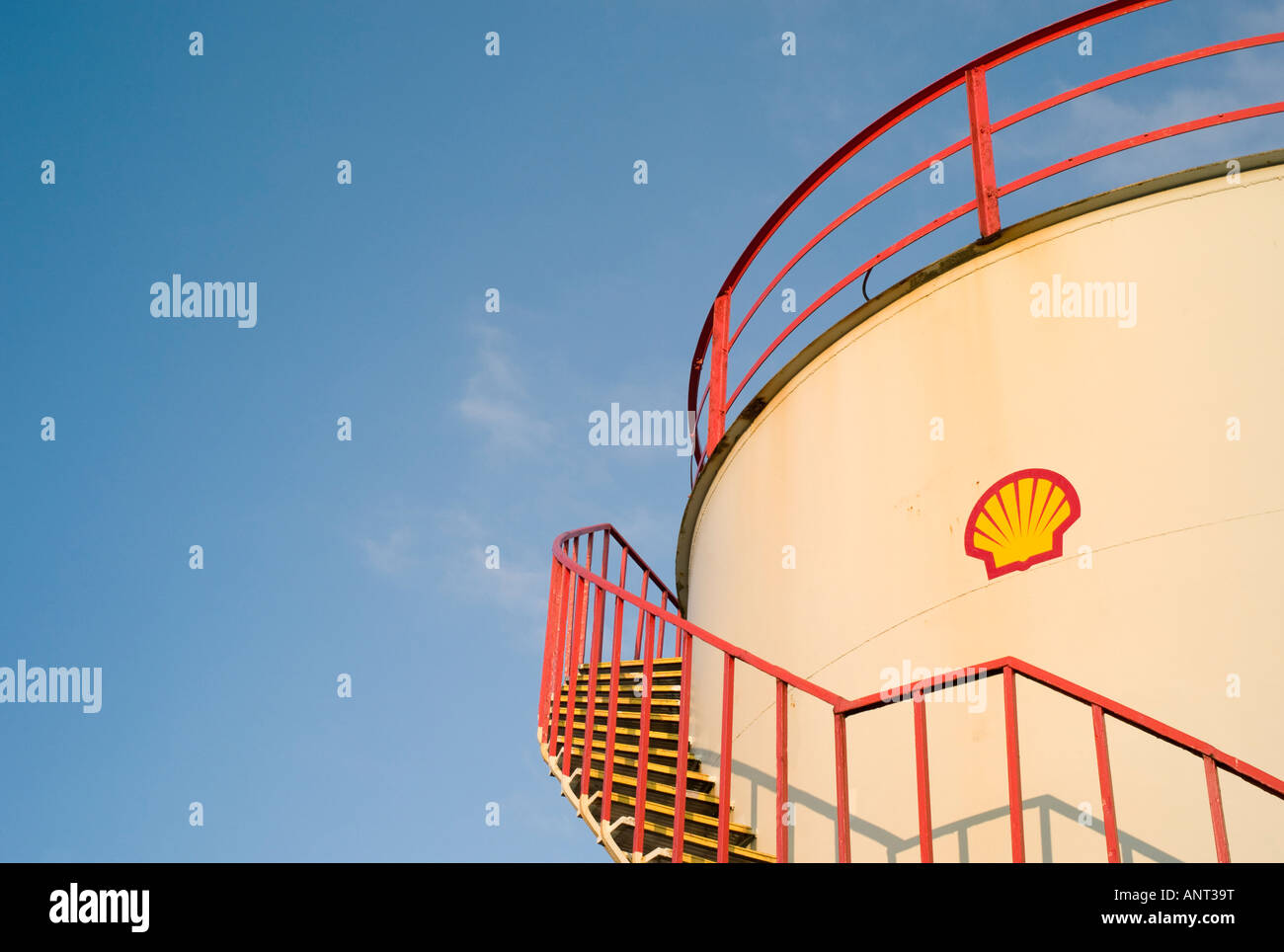 Shell oil fuel storage tank Stock Photo