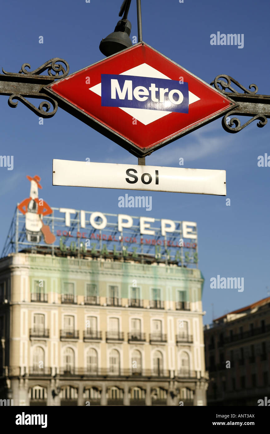 Sol metro sign, Madrid, Spain Stock Photo