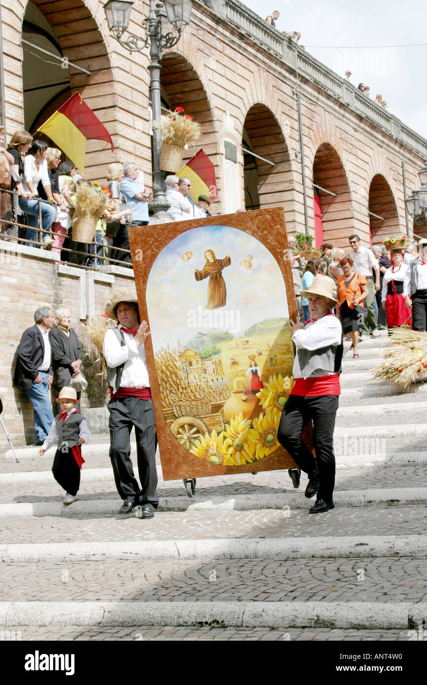 The annual colorful  traditional  religious ','Festa de Canestralle', ,festival  in Amandola, Le Marche, Italy Stock Photo