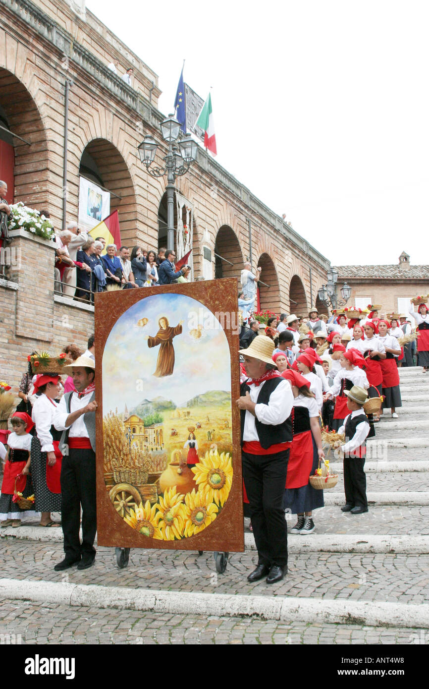 The annual colorful  traditional  religious ","Festa de Canestralle", ,festival  in Amandola, Le Marche, Italy Stock Photo