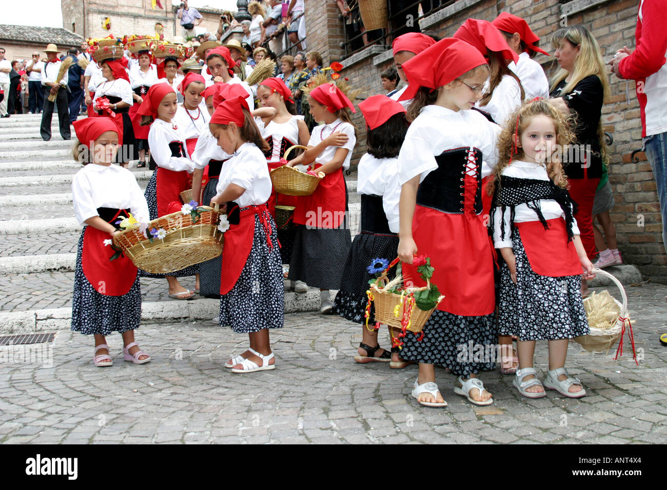 The annual colorful  traditional  religious ","Festa de Canestralle", ,festival  in Amandola, Le Marche, Italy Stock Photo
