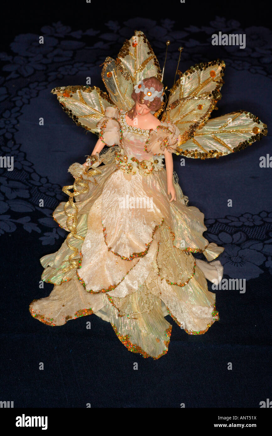 golden tinsel angel richly decorated and dressed Bavaria Germany Europe Stock Photo