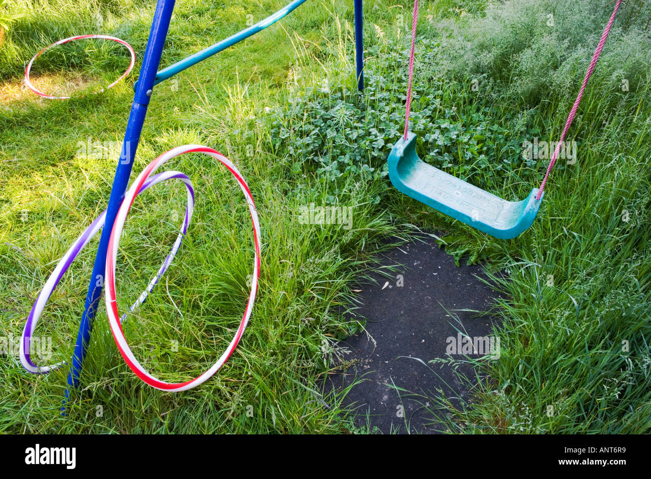 Hula hoops and garden swing Stock Photo
