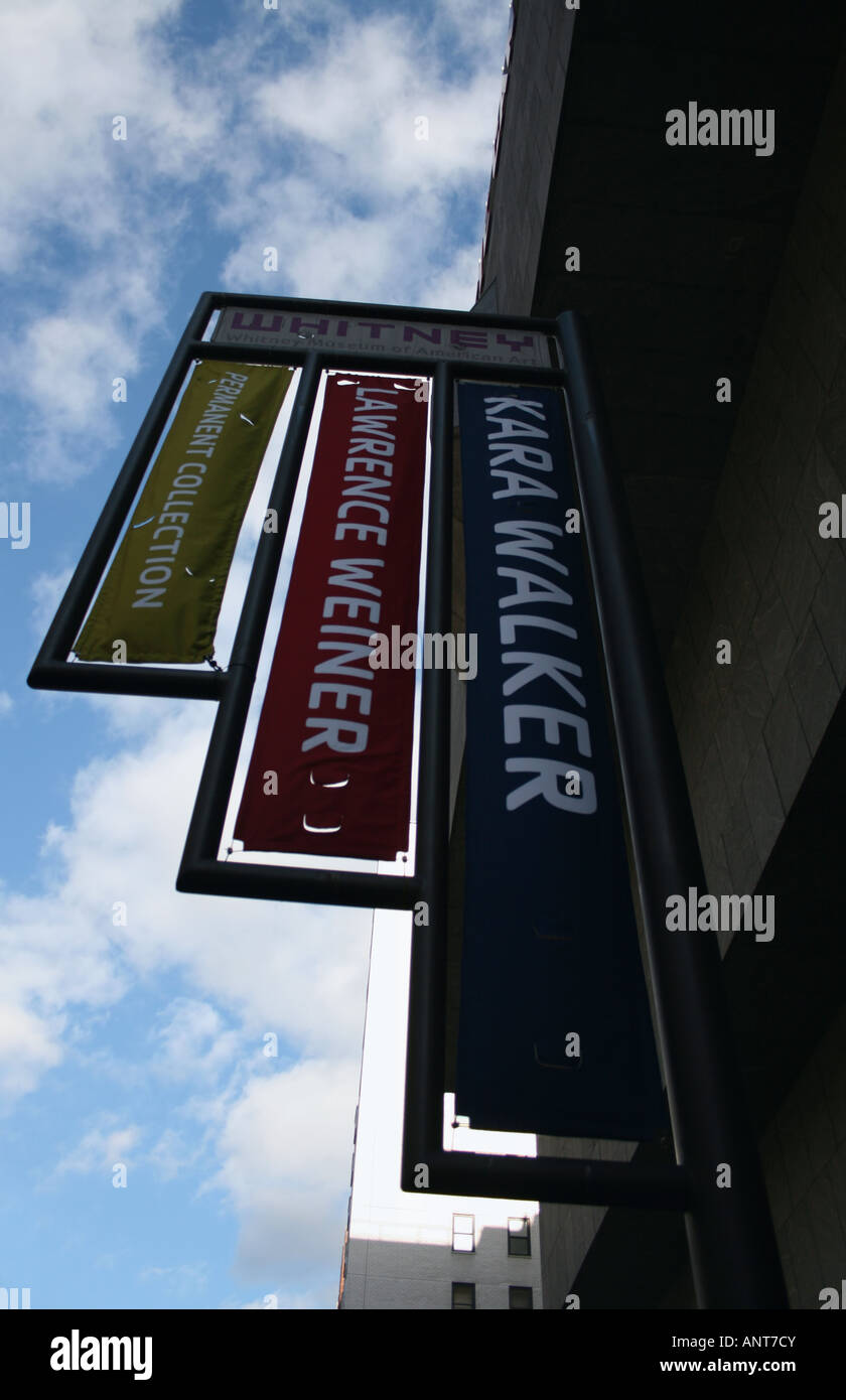 Whitney Sign looking up at Whitney Museum of American Art sign Manhattan New York ...