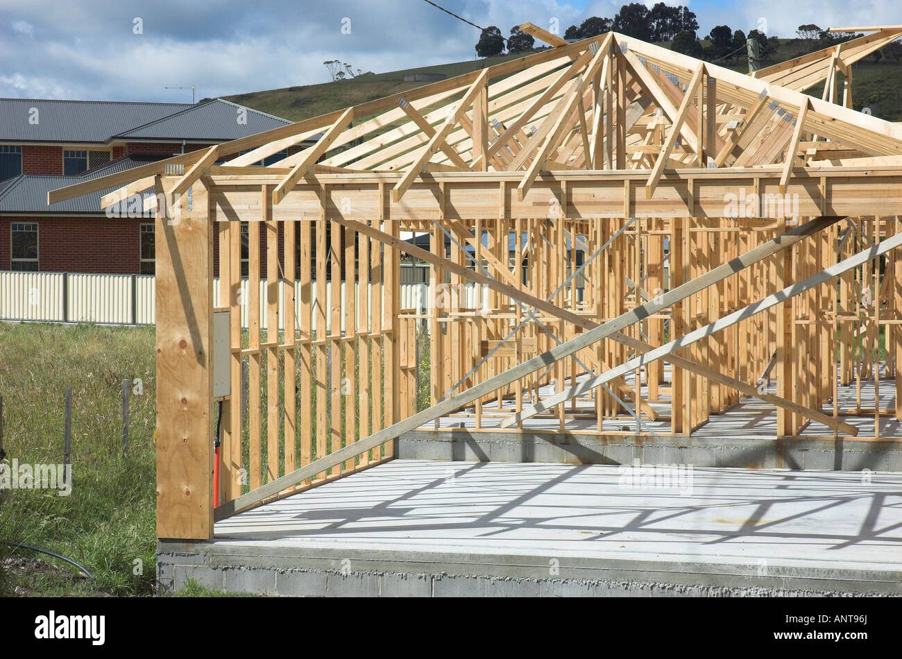 New timber framed home construction in Australia Stock Photo 15595289