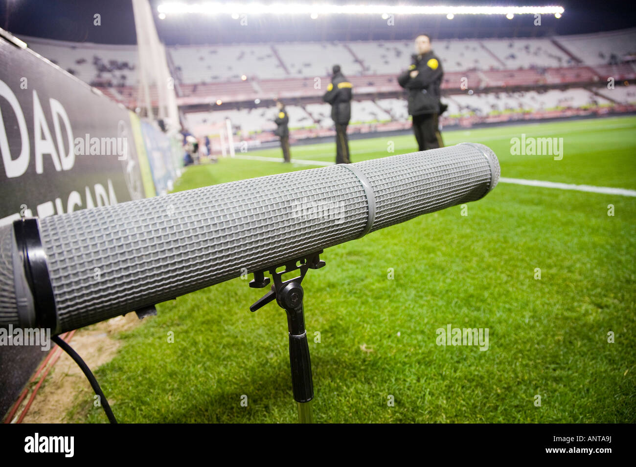 Field microphone for TV broadcasting on a football stadium Stock Photo -  Alamy