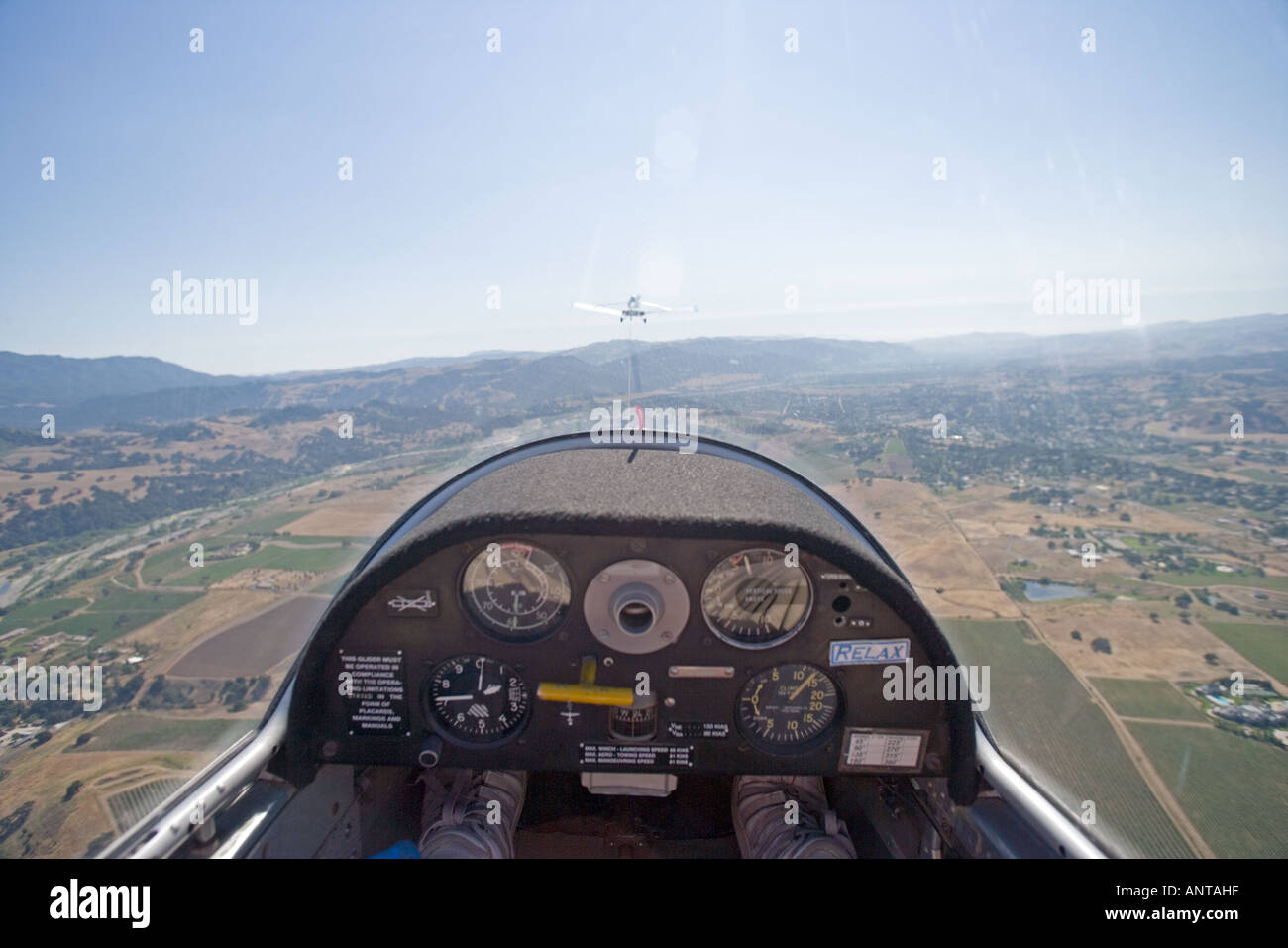 Windhaven Glider Rides over the Santa Ynez Valley near Santa Barbara California Stock Photo