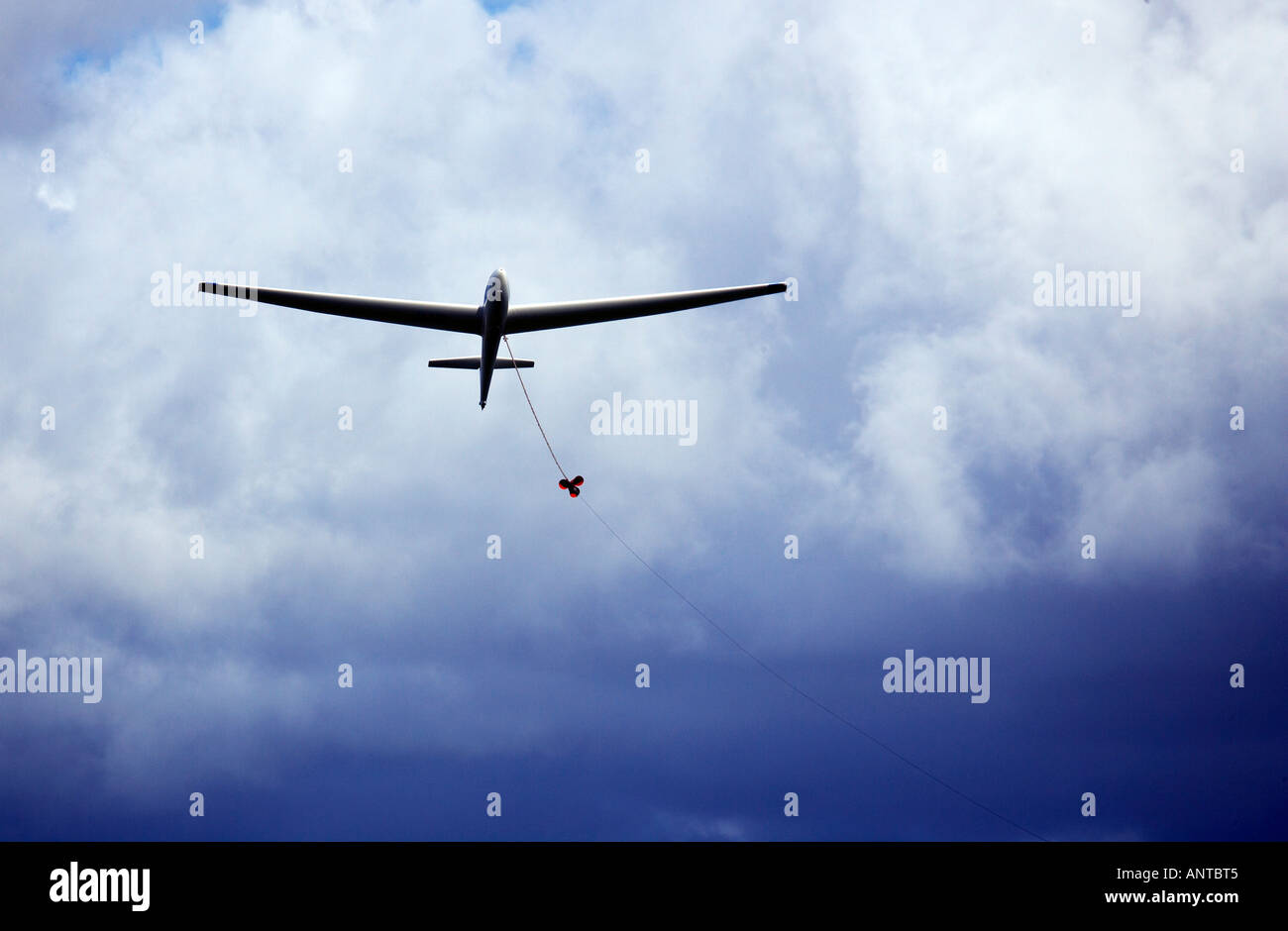 Glider just after a winch tow take off at Yorkshire Gliding Club Sutton