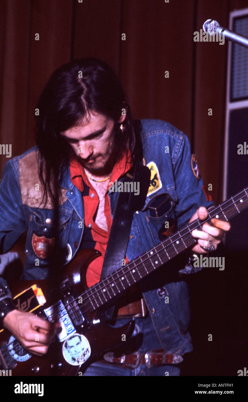Lemmy playing with Hawkwind at the BBC in 1972 Stock Photo