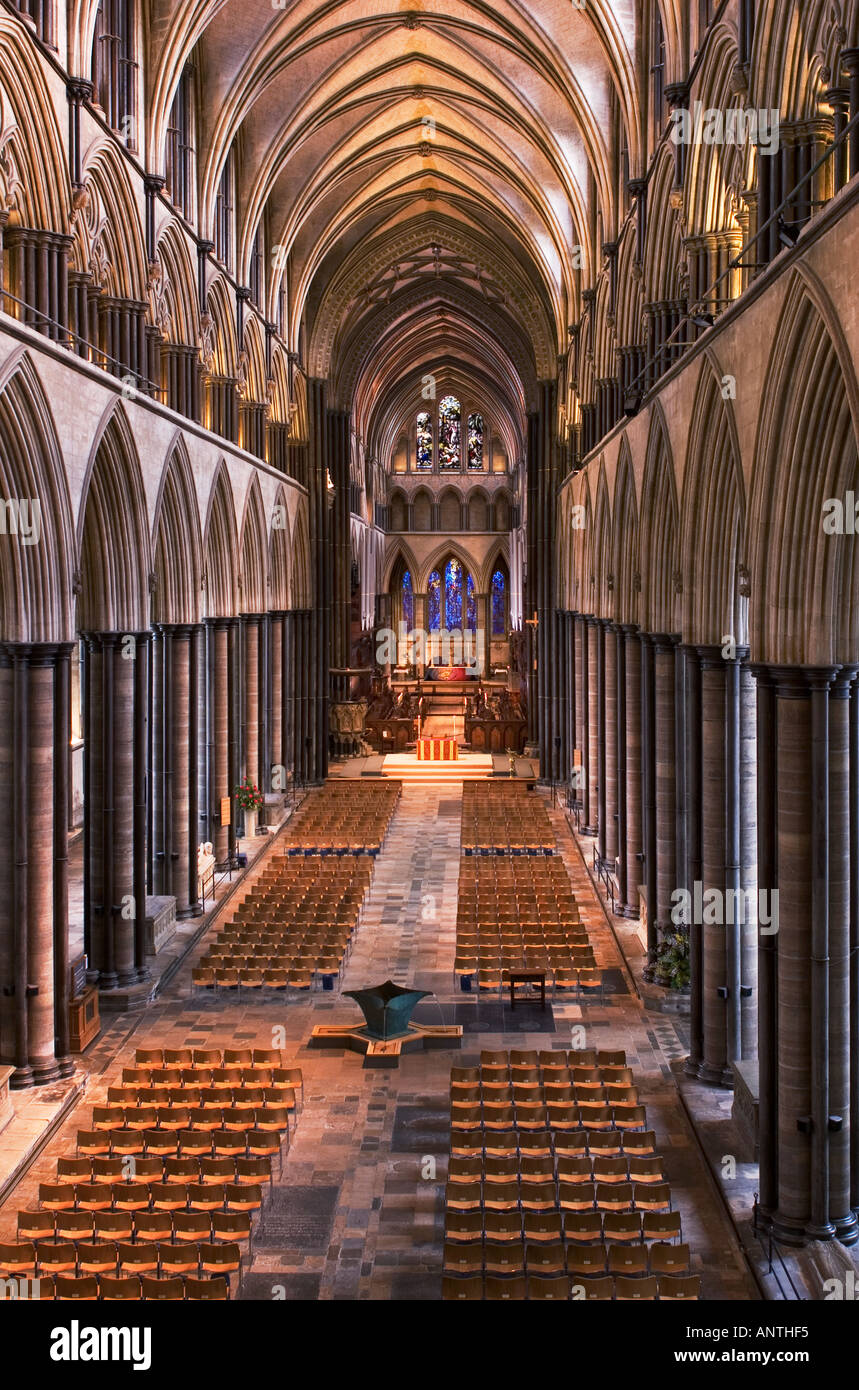 Interior of Salisbury Cathedral Nave, England from Gallery at West End  Stock Photo - Alamy