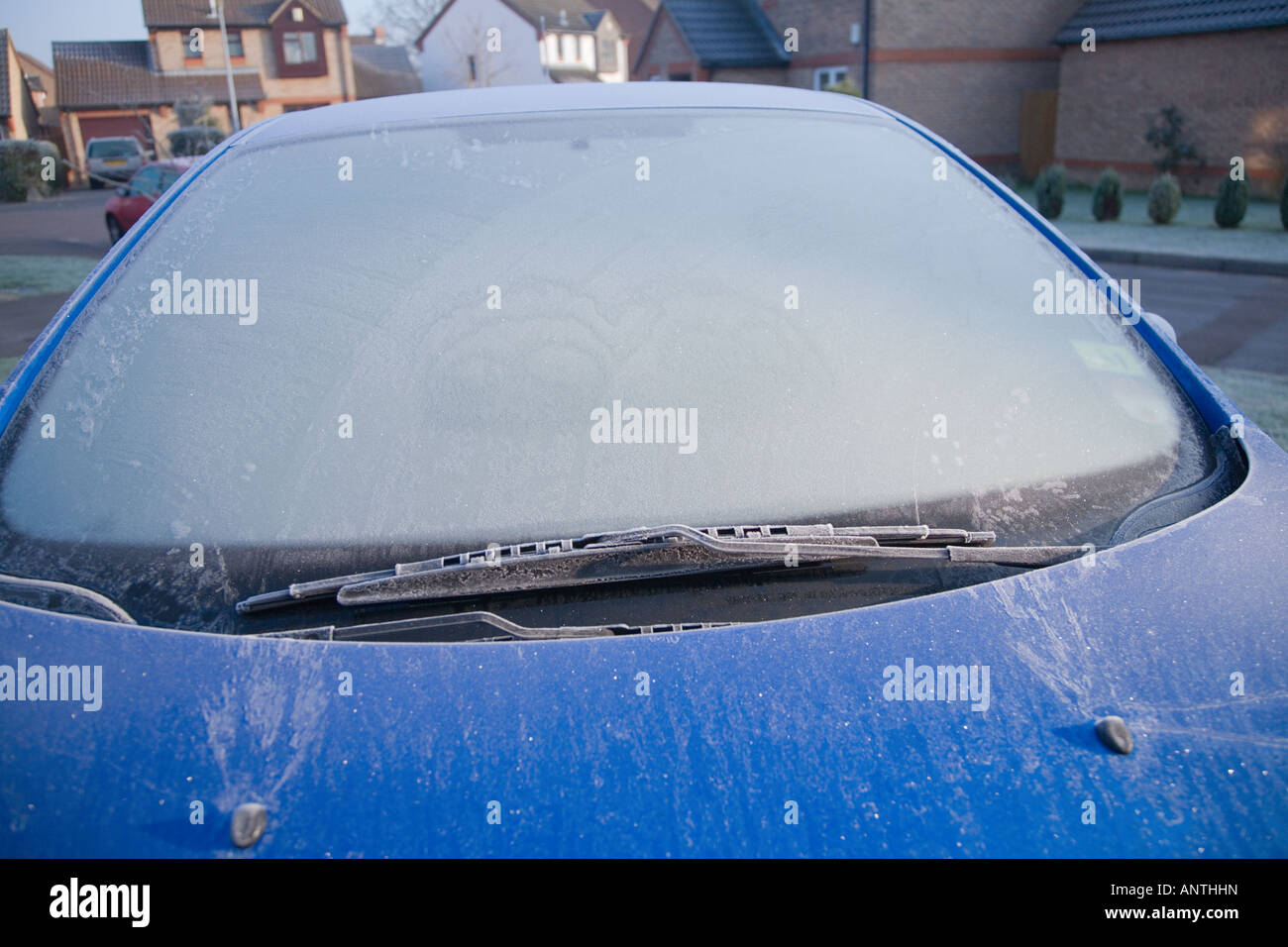 Car covered in frost ice Stock Photo Alamy